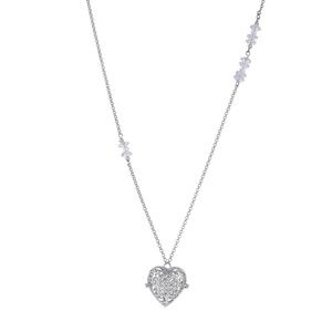 Heart Crystal Stone Necklace Plated 18K Gold